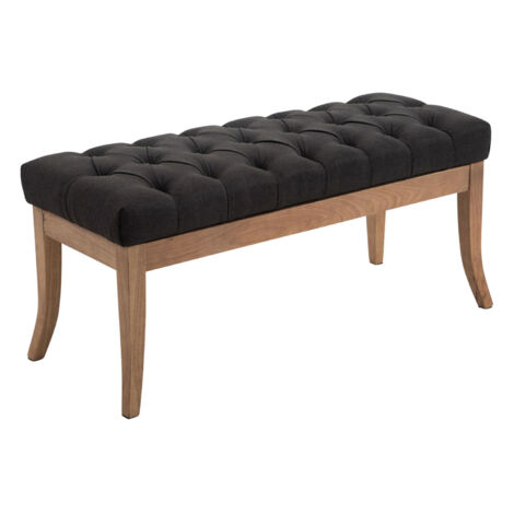 Banquette Ramses En Tissu Crème - Banc Design Rembourré Avec Coutures Décoratives - Pieds En Bois Clair - Largeur 100 Cm