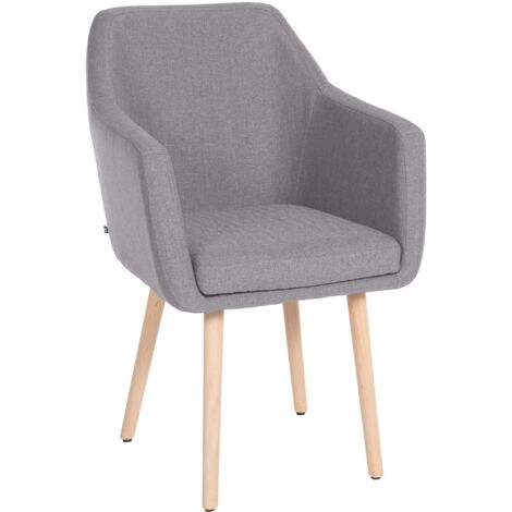 Chaise de salon avec accoudoirs quatre pieds résistants en bois clair assise en tissu gris 100003486 (1/5)