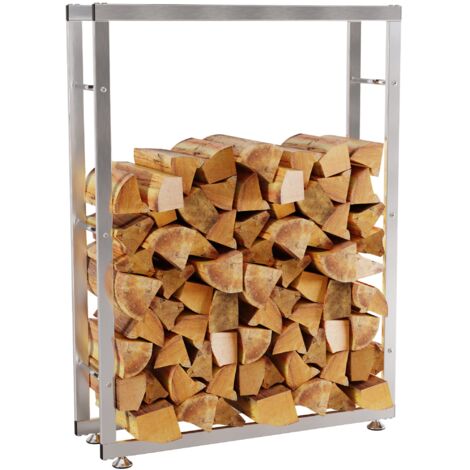 Range-bûches étagère support bois de cheminée 150x80x25 cm en acier inoxydable 100003561 (1/5)