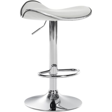Tabouret de bar x1 assise ergonomique en PVC blanc pied en trompette en métal aspect chromé 100005377 (1/5)
