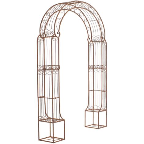 Arche à rosiers arceau support pour plantes grimpantes en métal marron vieilli 100003917 (1/5)