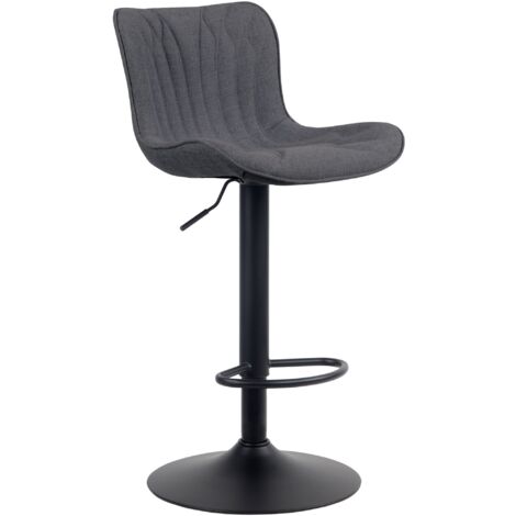 Tabouret de bar chaise haute x1 avec coutures décoratives en tissu noir ...