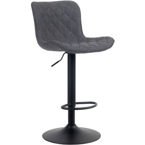 Tabouret de bar x1 coutures décoratives pied trompette hauteur réglable en métal noir assise en tissu noir 100004864 (1/4)