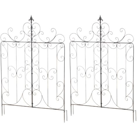 Lot de 2 treillis de jardin support pour plantes grimpantes 133x99 cm en métal bronze 100003838 (1/5)