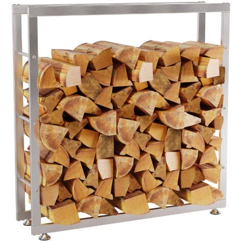 Range-bûches étagère support bois de cheminée 100x100x25 cm en acier inoxydable 100003546 (1/5)