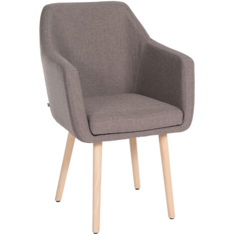 Chaise de salon avec accoudoirs quatre pieds résistants en bois clair assise en tissu taupe 100003490 (1/5)