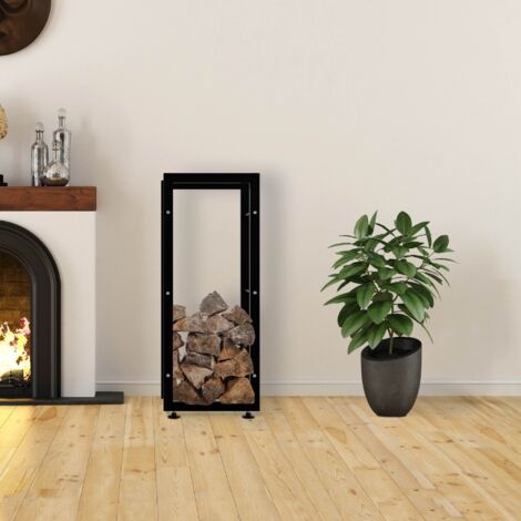 Étagère Cheminée Relaxdays Très Large Avec Housse - Support Bûches Métal 122 X 245 X 40 Cm Noire