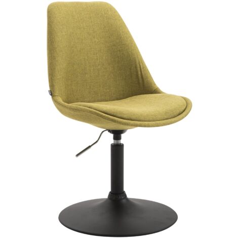 Chaise de salle à manger x1 pivotante hauteur réglable en tissu vert et pied trompette en métal noir 100003772 (1/5)