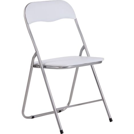 Chaise d'appoint pliable en métal argenté et PVC blanc 100003596 (1/5)