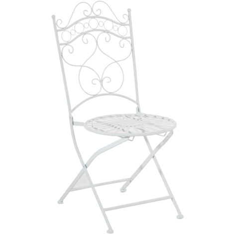 Chaise de jardin terrasse balcon design rustique en fer forgé blanc 100003006 (1/5)
