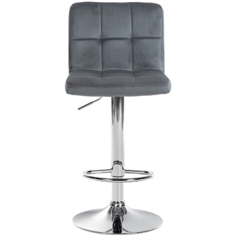 Lot de 2 tabourets de bar en simili et acier chromé - Hauteur réglable