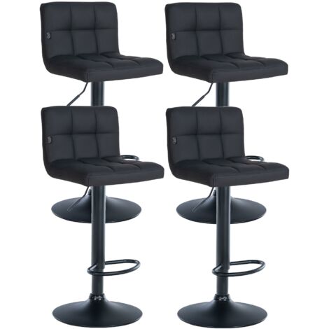 Lot de 4 tabourets de bar en PVC noir coutures décoratives piètement métal noir 100004501 (1/5)