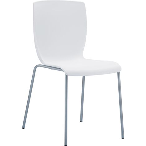 Chaise de cuisine ou véranda empilable pour intérieur ou extérieur assise en plastique blanc cadre en aluminium 100000973 (1/4)