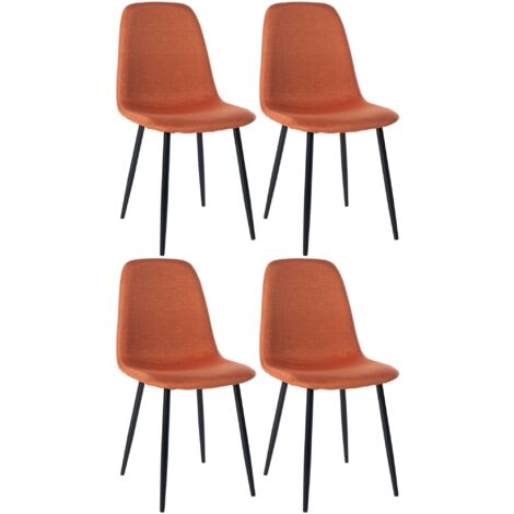 Lot de 4 chaises de salle à manger design simple avec pieds en métal noir assise en tissu orange 100001836 (1/5)