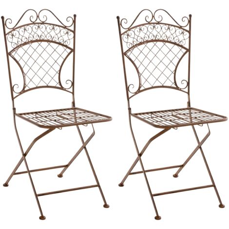 Lot de 2 chaises pliables pour jardin terrasse balcon design rustique en métal marron vieilli 100002834 (1/5)