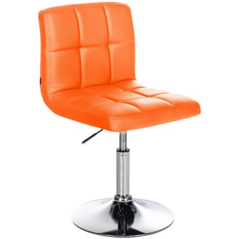 Chaise de salle à manger x1 hauteur réglable design moderne couture décorative en PVC orange piètement en métal 100005501 (1/5)
