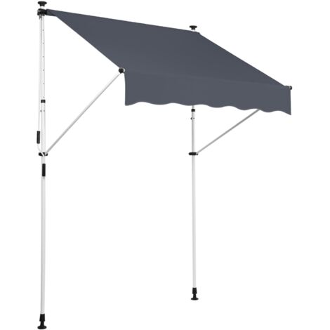 Store banne terrasse auvent à pince avec pied réglable installation sans perçage largeur 350 cm tube en acier tissu anthracite 100002971 (1/5)