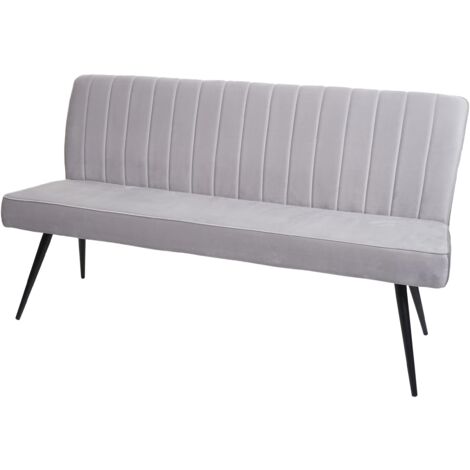 Banc canapé de salle à manger rembourré avec dossier coutures décoratives 160 cm en velours gris clair 040005857 (1/5)