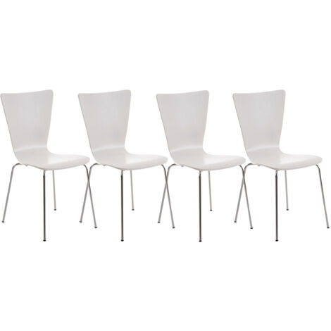 Lot de 4 chaises de cuisine salle à manger empilable en bois blanc et structure stable à quatre pieds en métal 100003166 (1/5)