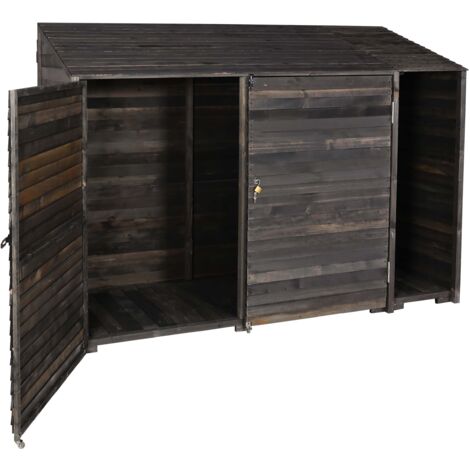 Abri de jardin armoire à outils vélo bûches rangement divers en bois teinté 180x250x93 cm gris anthracite 040005741