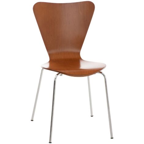 Chaise de cuisine salle à manger x1 empilable dossier triangle en bois marron et métal chromé 100003331 (1/5)