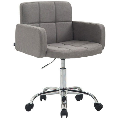 Tabouret de travail chaise de bureau en tissu gris structure à 5 roulettes métal chromé 100003232 (1/4)