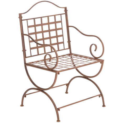 Chaise de jardin terrasse balcon en métal marron vieilli 100003009 (1/5)