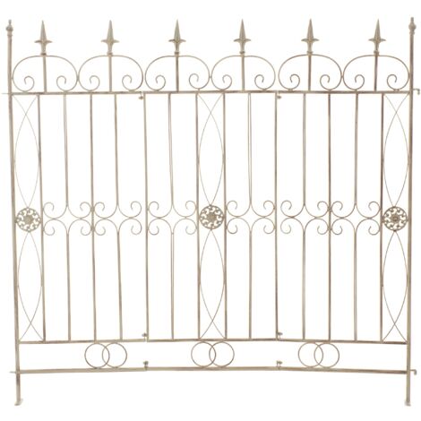 Clôture bordure de jardin 115x125 cm en métal crème vieilli 100002949 (1/5)