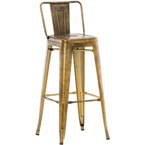 Tabouret de bar x1 design industriel avec dossier et repose-pieds en métal doré 100005201 (1/5)