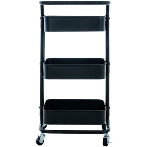 Chariot De Service 3 Niveaux Acier Inoxydable - Desserte Cuisine Réglable 75kg Argent