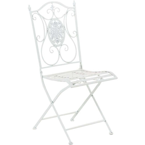 Chaise de jardin balcon terrasse design rustique pliable en métal blanc 100003036 (1/5)