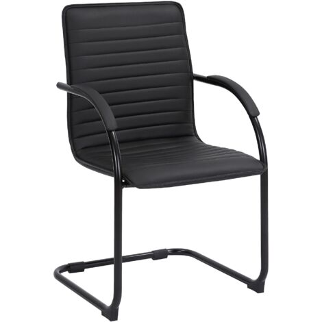 Chaise Visiteurs Eureka CLP – Maille Noire, Piètement Métal, Patins Antidérapants. Neuf.