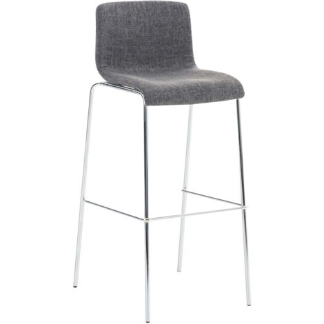Tabouret de bar classique x1 avec repose-pieds et quatre pieds stable en métal assise en tissu gris clair 100004950 (1/5)
