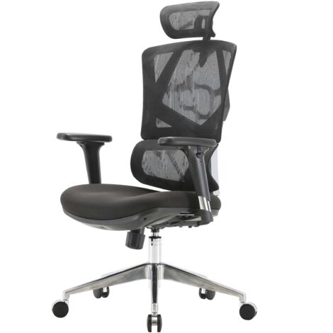 Fauteuil De Bureau Ergonomique En Maille - Dossier Respirant, Accoudoirs Relevables, Réglable En Hauteur