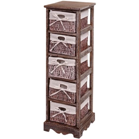 Commode étagère avec 5 tiroirs paniers à maïs 90x25x28cm design vintage marron 040006543 (1/5)