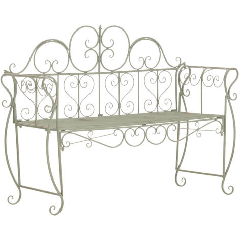 Banc de jardin design rustique largeur 128 cm en métal vert vieilli 100002940 (1/5)