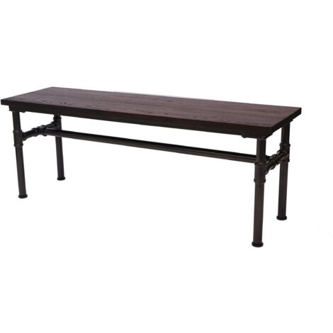 Banc tabouret de salle à manger design industriel en bois d'orme 120x35cm brun-noir 040001153 (1/5)