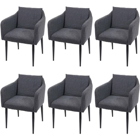 Lot de 6 chaises de salle à manger moderne et confortable en tissu/textile gris foncé 040000670 (1/5)