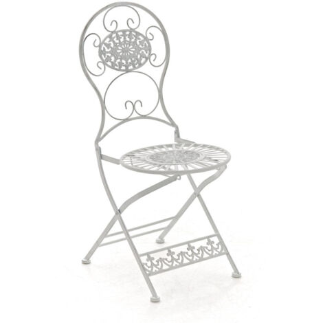 Chaise de jardin balcon terrasse pliable en métal blanc vieilli 100003013 (1/5)