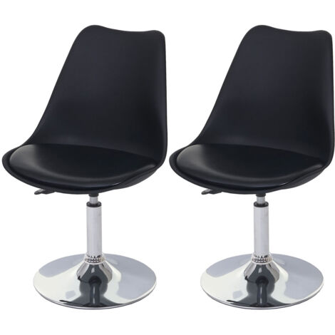 Lot de 2 chaises pivotantes chaise de cuisine réglable en hauteur en PVC noir piètement chromé 040000271 (1/5)