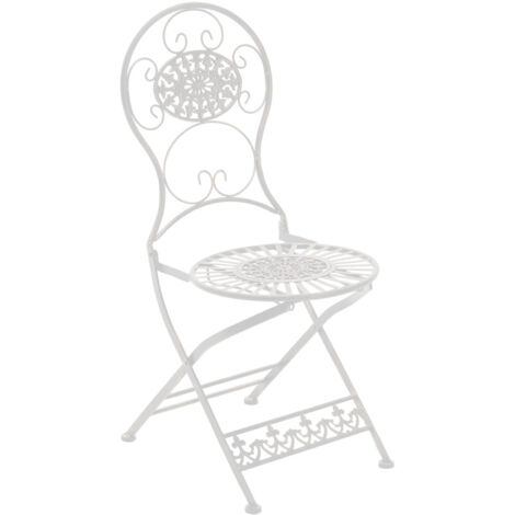 Chaise de jardin balcon terrasse design rustique pliable en métal blanc 100004000 (1/5)