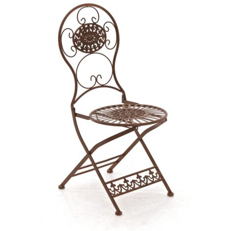 Chaise de jardin balcon terrasse pliable en métal marron vieilli 100003012 (1/5)