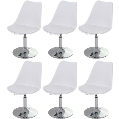 Lot de 6 chaises pivotantes réglables en hauteur en PVC rotatif en PVC et plastique blanc piètement chromé 040000704 (1/5)