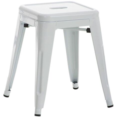 Tabouret bas design industriel hauteur fixe 46 cm en métal blanc 100005492 (1/5)