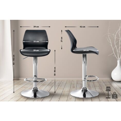 Lot De 2 Tabourets De Bar Avec Dossier - Hauteur Réglable 60-81 Cm - Assise Pivotante - Noir/argent
