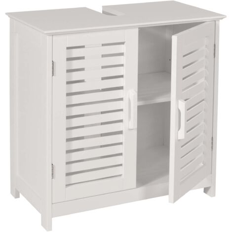 Meuble sous lavabo meuble de salle de bain sous évier avec rangement 60 x 60 x 30 cm MDF blanc 040007843 (1/5)