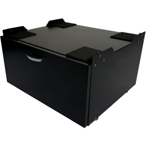 Décoshop26 – Meuble bas de salle de bain pour machine à laver avec tiroir – Dimensions 33 x 61 x 52 cm – Acier noir – 40007835