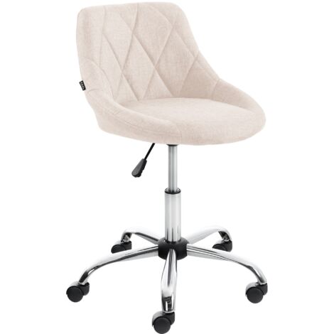 Chaise de bureau tabouret de travail coutures décoratives réglable en hauteur et pivotant en tissu crème 100003228 (1/5)