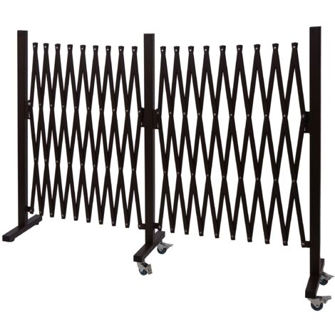 Décoshop26 – Grille de protection extensible en aluminium marron – Hauteur 109 cm – Largeur 60-530 cm – 4 roulettes avec frein – 40006986