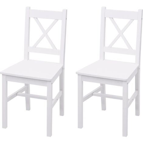 Lot de 2 chaises de cuisine design rustique en bois de pin blanc 040007353 (1/5)